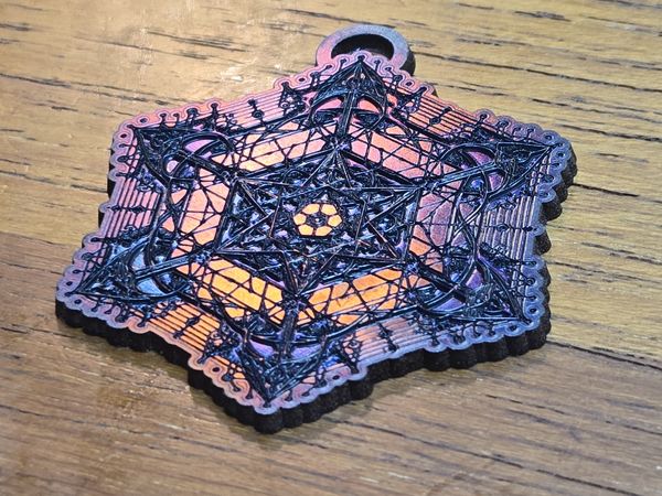 Metatron's Cube - Large Purple Blue Gold Pink
