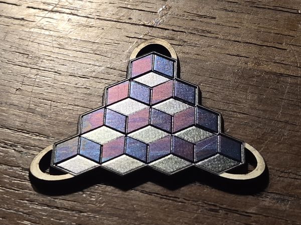 Necker Illusion / Q B ert Field Pendant - Purple Blue Silver