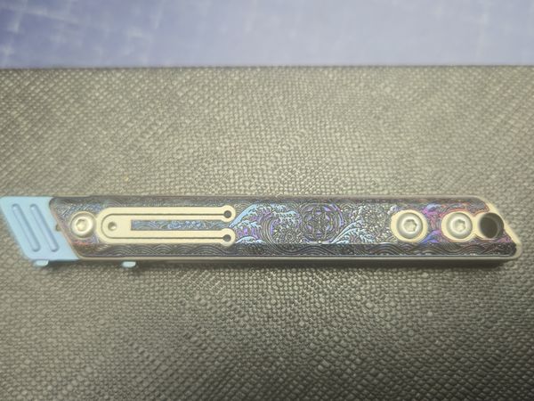 Titanium Handle Scalpel Blade with Fractal Wave Engraving & Coloring